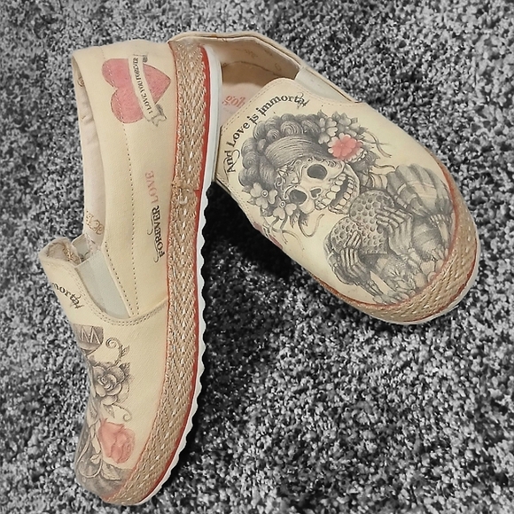 Goby Forever Love Sugar Skull Sneakers Size 10 - Picture 6 of 8
